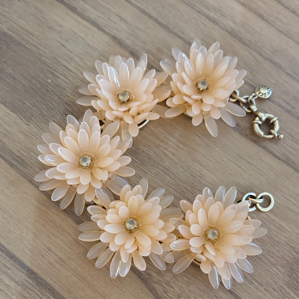 J. Crew Cream Floral Bracelet with Gold Details